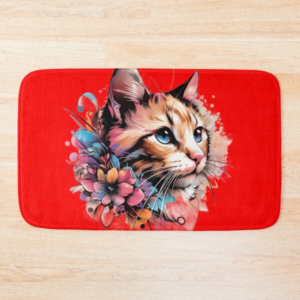 Item preview, Art of a cute kitten with a colorful and stylish flower necklace designed and sold by Marcoshop10.