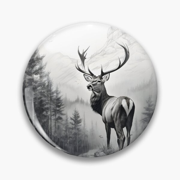 Item preview, Black and white deer pencil drawing designed and sold by Pencil-Art.