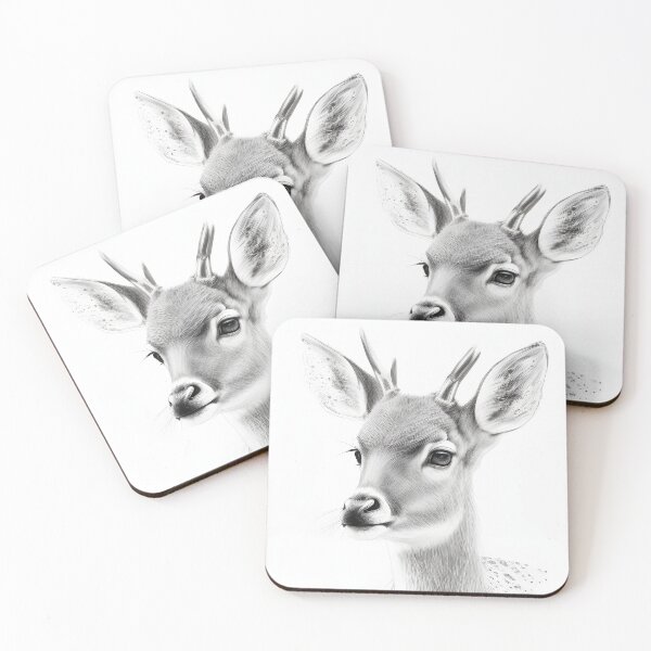 Item preview, Black and white deer pencil drawing designed and sold by Pencil-Art.