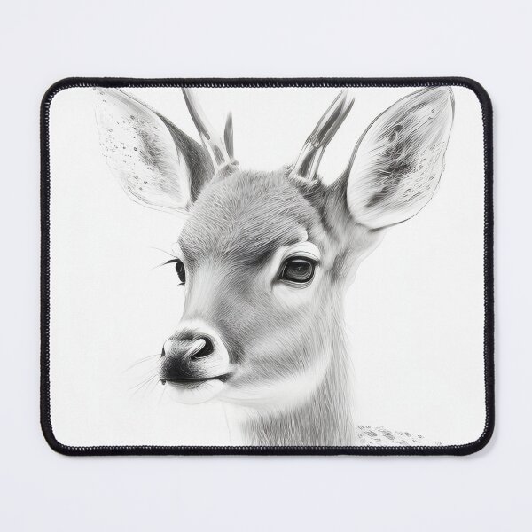 Item preview, Black and white deer pencil drawing designed and sold by Pencil-Art.