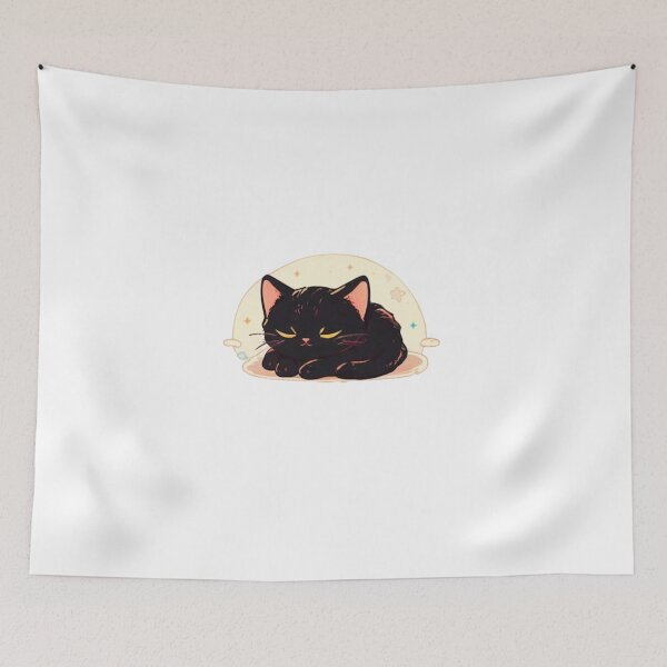 Item preview, Black cat napping  designed and sold by KorArtStudio.