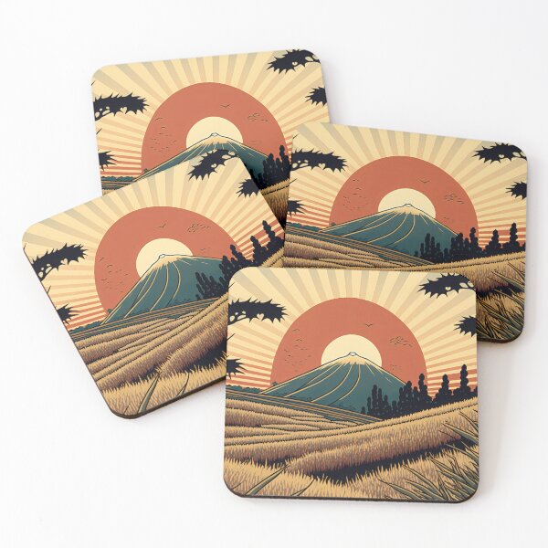 Item preview, Japanese Ricefields with the Rising Sun - Ukiyo-e Art designed and sold by AdamesArtStudio.