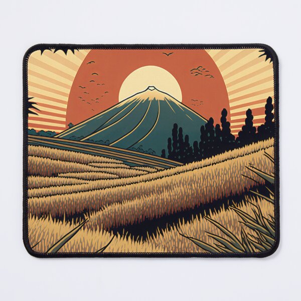 Item preview, Japanese Ricefields with the Rising Sun - Ukiyo-e Art designed and sold by AdamesArtStudio.