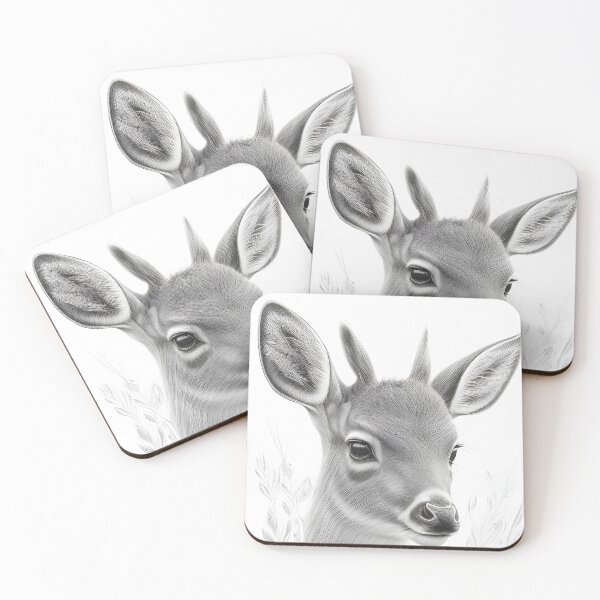 Item preview, Black and white deer pencil drawing designed and sold by Pencil-Art.
