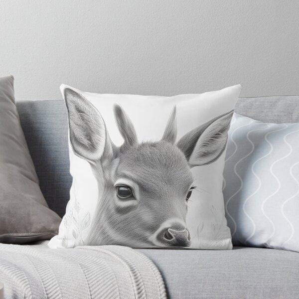 Item preview, Black and white deer pencil drawing designed and sold by Pencil-Art.