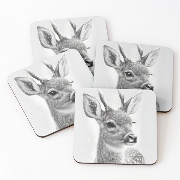 Item preview, Black and white deer pencil drawing designed and sold by Pencil-Art.