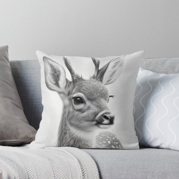 Item preview, Black and white deer pencil drawing designed and sold by Pencil-Art.