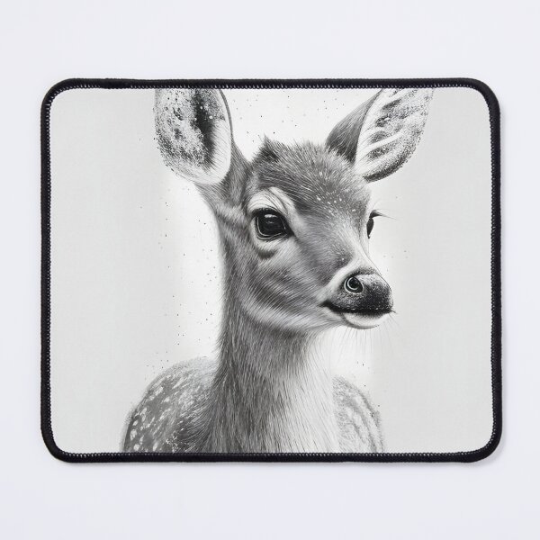 Item preview, Black and white deer pencil drawing designed and sold by Pencil-Art.