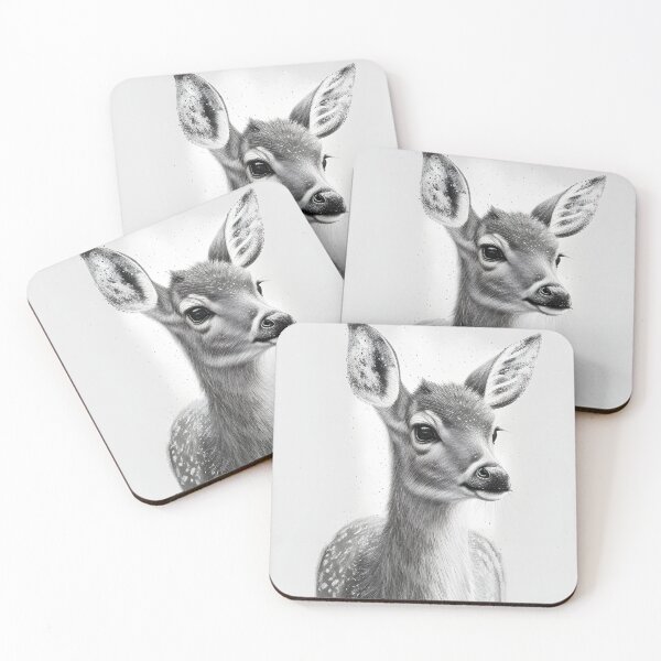 Item preview, Black and white deer pencil drawing designed and sold by Pencil-Art.