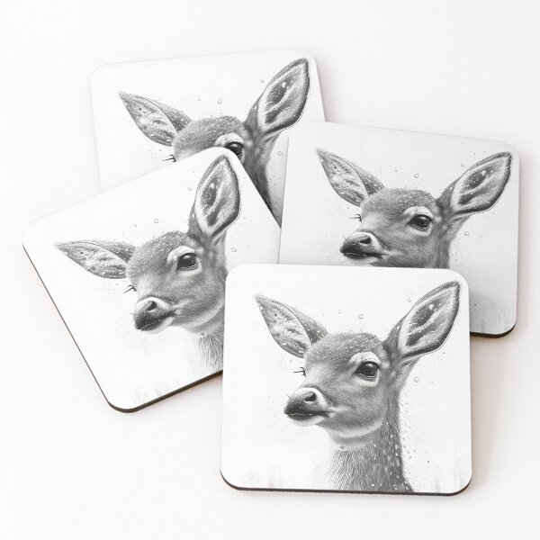 Item preview, Black and white deer pencil drawing designed and sold by Pencil-Art.