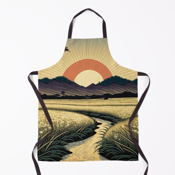 Item preview, Japanese Ricefields with the Rising Sun - Ukiyo-e Art designed and sold by AdamesArtStudio.