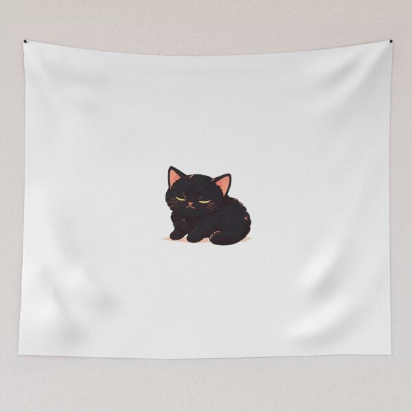Item preview, Happy Black cat napping  designed and sold by KorArtStudio.