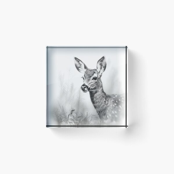 Item preview, Black and white deer pencil drawing designed and sold by Pencil-Art.