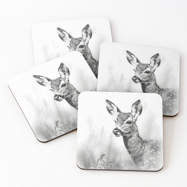 Item preview, Black and white deer pencil drawing designed and sold by Pencil-Art.