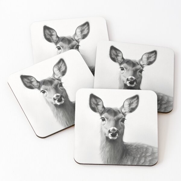 Item preview, Black and white deer pencil drawing designed and sold by Pencil-Art.
