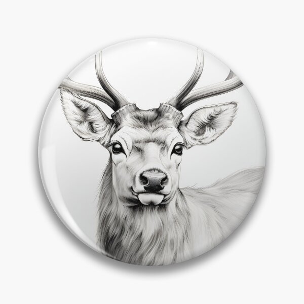 Item preview, Black and white deer pencil drawing designed and sold by Pencil-Art.