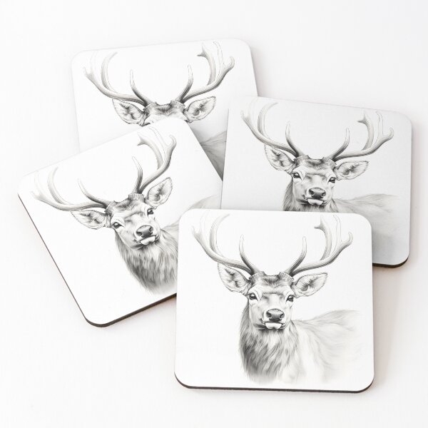 Item preview, Black and white deer pencil drawing designed and sold by Pencil-Art.