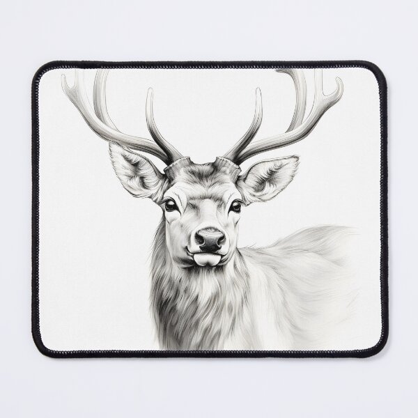 Item preview, Black and white deer pencil drawing designed and sold by Pencil-Art.