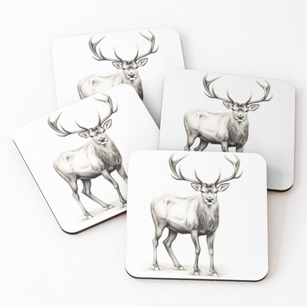 Item preview, Black and white deer pencil drawing designed and sold by Pencil-Art.