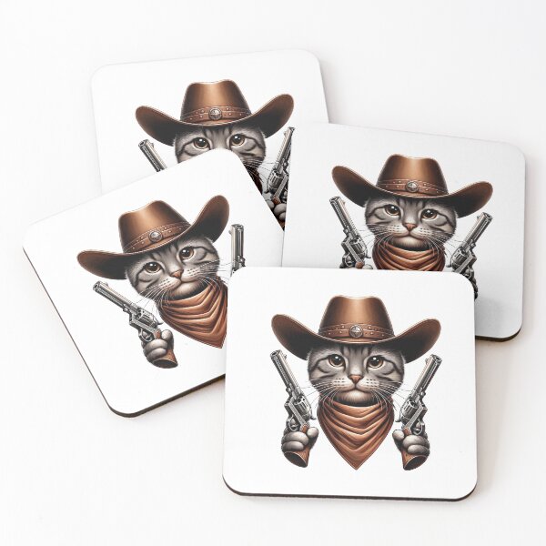 Item preview, Meow Meow Pow Pow - Diseño divertido de camiseta de gato vaquero designed and sold by BlueGoldArt.