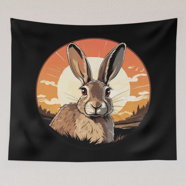Item preview, Animal Art | Rabbit in a Sunset Landscape designed and sold by Fractal-Graphic.