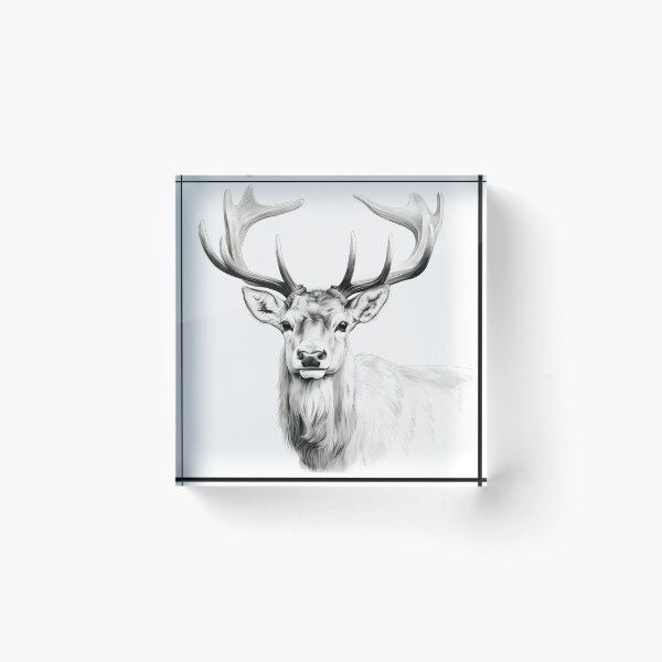 Item preview, Black and white deer pencil drawing designed and sold by Pencil-Art.