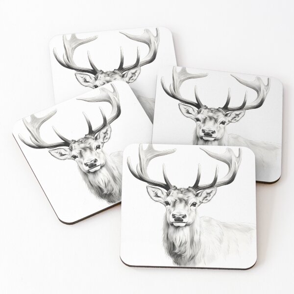 Item preview, Black and white deer pencil drawing designed and sold by Pencil-Art.
