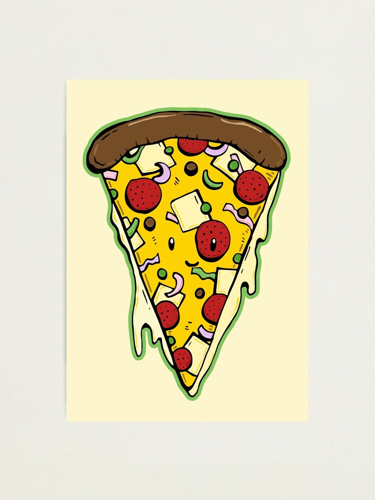 Kawaii Pizza Drawing Photographic Print By Dewychan Redbubble