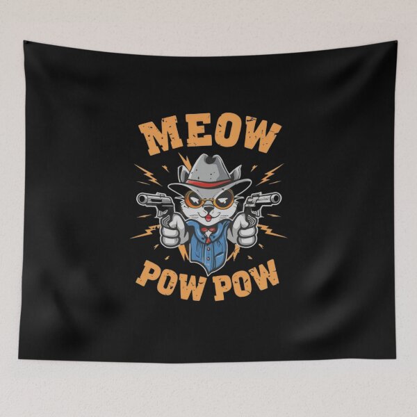 Item preview, Meow Meow Pow Pow - Funny Cowboy Cat designed and sold by BlueGoldArt.