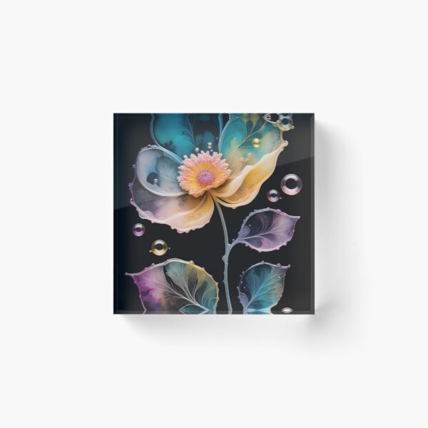Item preview, Bubbles, in the shape of a flower with alcohol ink. designed and sold by aipaint.