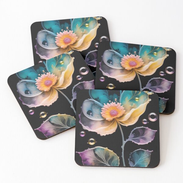 Item preview, Bubbles, in the shape of a flower with alcohol ink. designed and sold by aipaint.