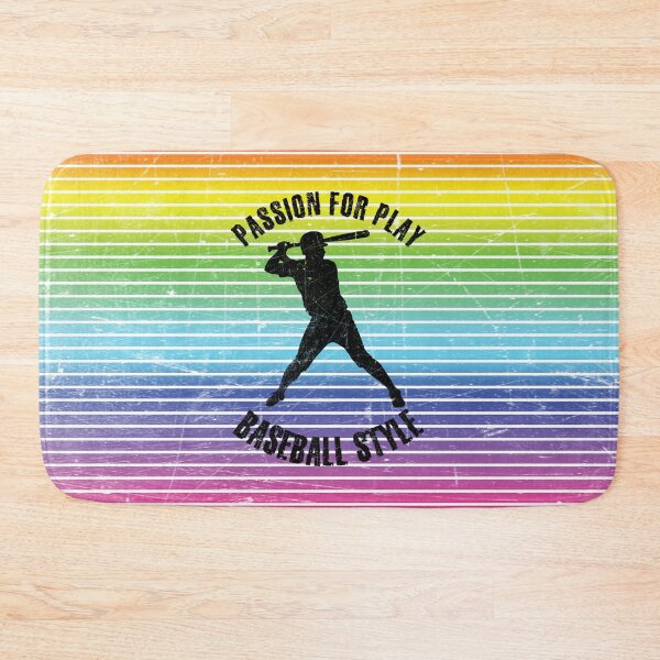 Item preview, Black silhouette of a man with a baseball bat against the background of rainbow stripes designed and sold by HarridanCreates.