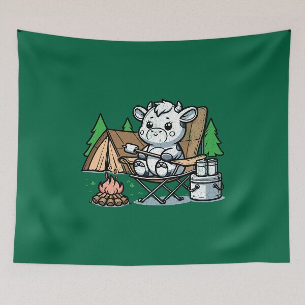 Item preview, Cute Cow Camper Toasting Marshmallows designed and sold by greenwhite25.