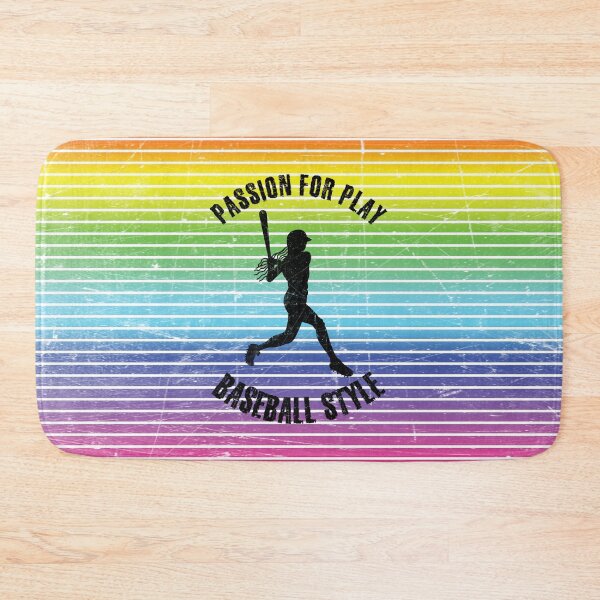 Item preview, Black silhouette of a woman with a baseball bat against the background of rainbow stripes designed and sold by HarridanCreates.