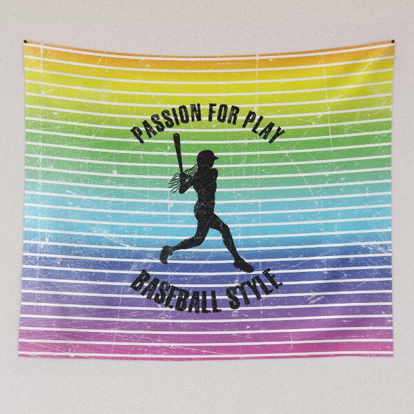 Item preview, Black silhouette of a woman with a baseball bat against the background of rainbow stripes designed and sold by HarridanCreates.