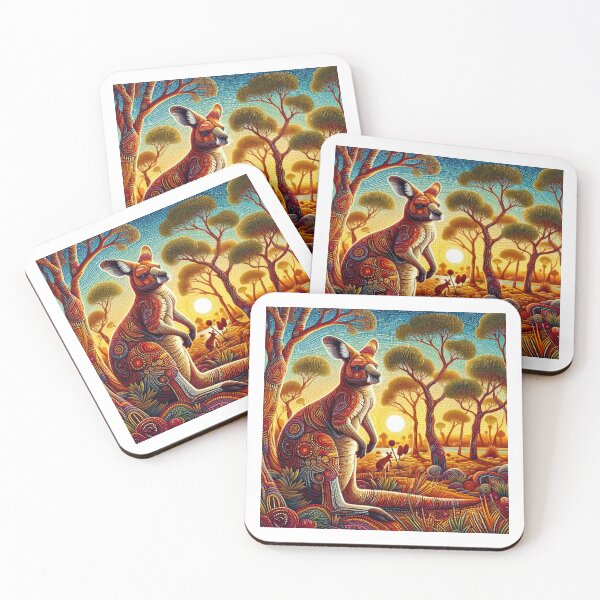 Item preview, Aboriginal Dot Art Kangaroo Sitting Under Tree designed and sold by EdgyEdgeArt.