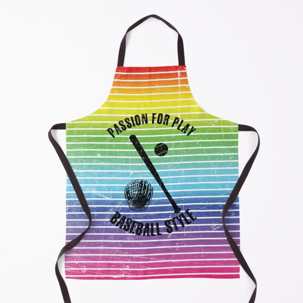 Item preview, Ball, glove and baseball bat against the background of rainbow stripes designed and sold by HarridanCreates.