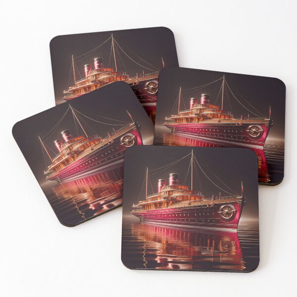 Item preview, Crimson Opulence Nautical Yacht in Art Deco designed and sold by ByDigitalDream.