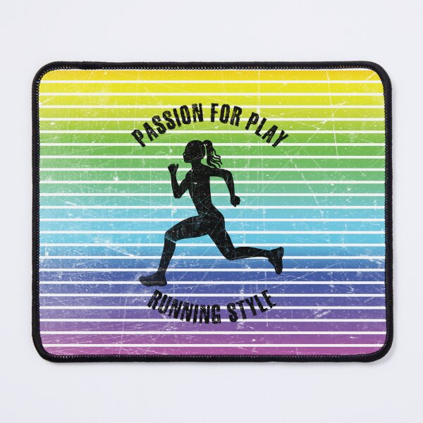 Item preview, Black silhouette of a running woman against the background of rainbow stripes designed and sold by HarridanCreates.