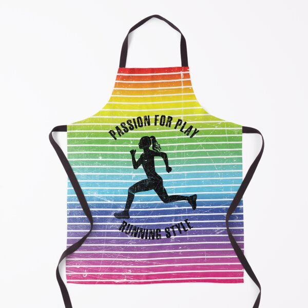 Item preview, Black silhouette of a running woman against the background of rainbow stripes designed and sold by HarridanCreates.