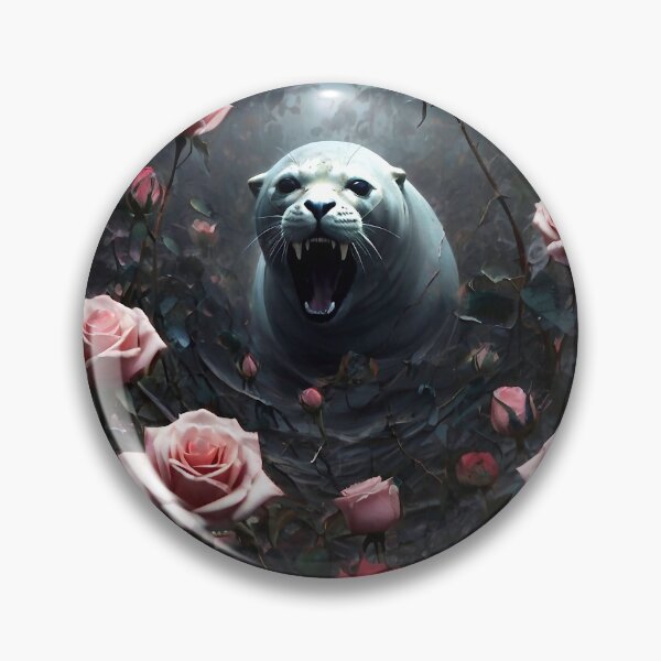 Item preview, Sea lion in an ocean of pink roses designed and sold by M-Y-A-R-T-.