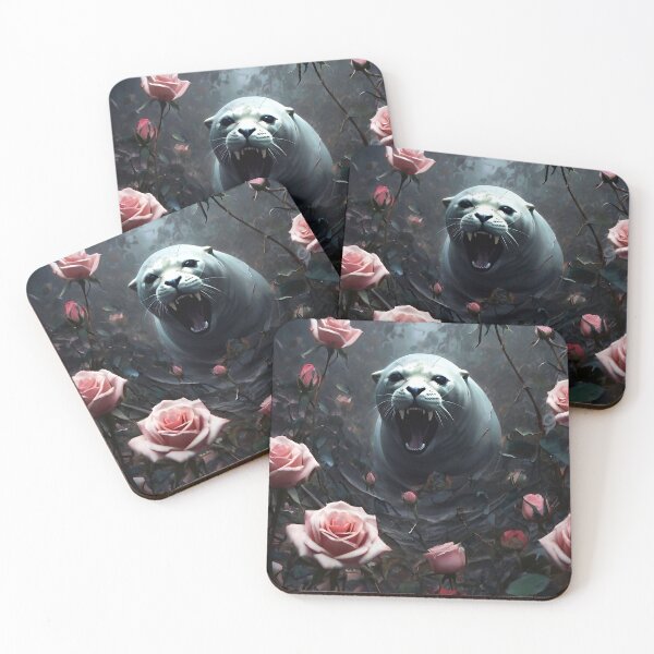 Item preview, Sea lion in an ocean of pink roses designed and sold by M-Y-A-R-T-.