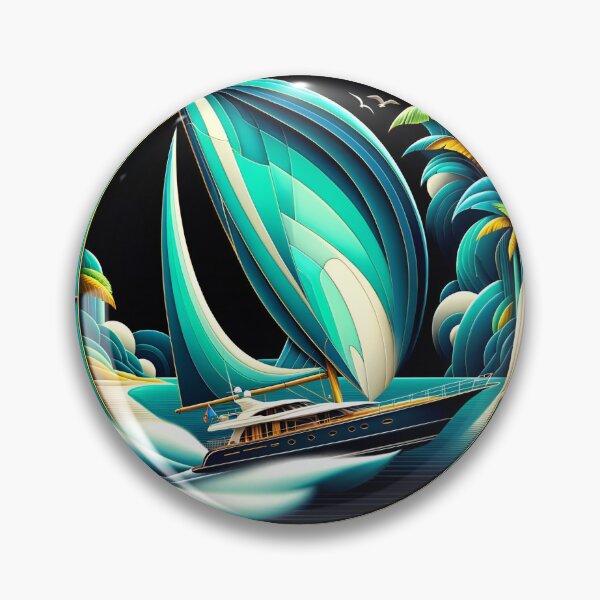 Item preview, Turquoise Yacht: Windswept Isles in Art Deco designed and sold by ByDigitalDream.