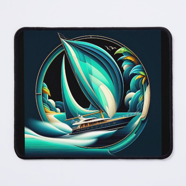 Item preview, Turquoise Yacht: Windswept Isles in Art Deco designed and sold by ByDigitalDream.