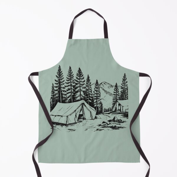 Item preview, Camping Vibes - Black and White Campsite in Mountains designed and sold by greenwhite25.