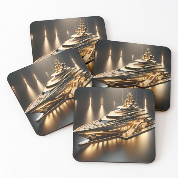 Item preview, Gilded Serenity: Modern Yacht in Gold designed and sold by ByDigitalDream.