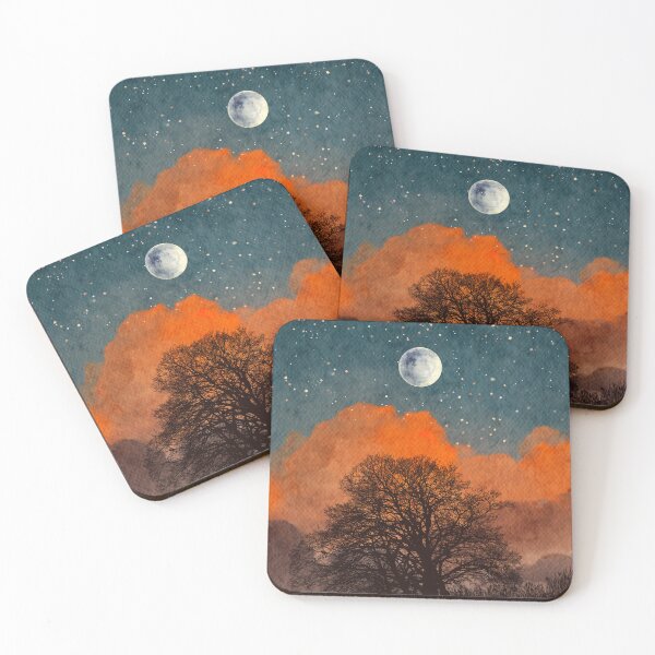Item preview, Night Sky landscape with radiant moon in night Landscape with Constellations v.1-adventure and camping theme designed and sold by CosmicNook1.