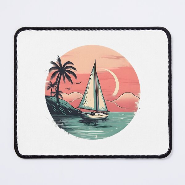 Item preview, Sailboat at sea with a palm tree to the left ! pretty sailboat designed and sold by Digitmania1.