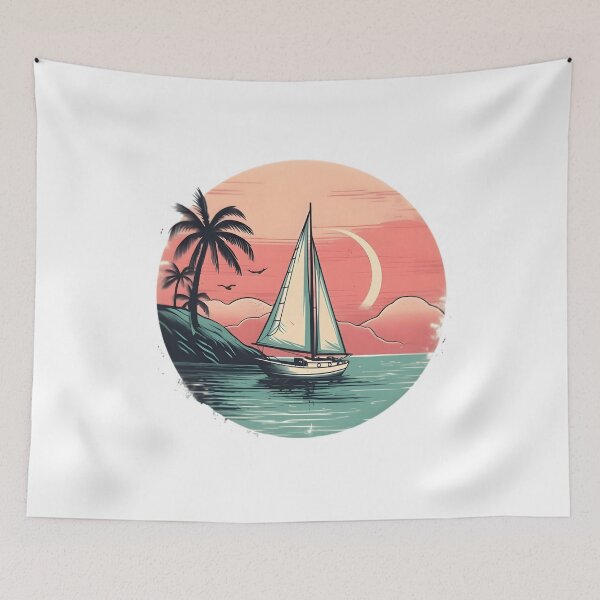 Item preview, Sailboat at sea with a palm tree to the left ! pretty sailboat designed and sold by Digitmania1.