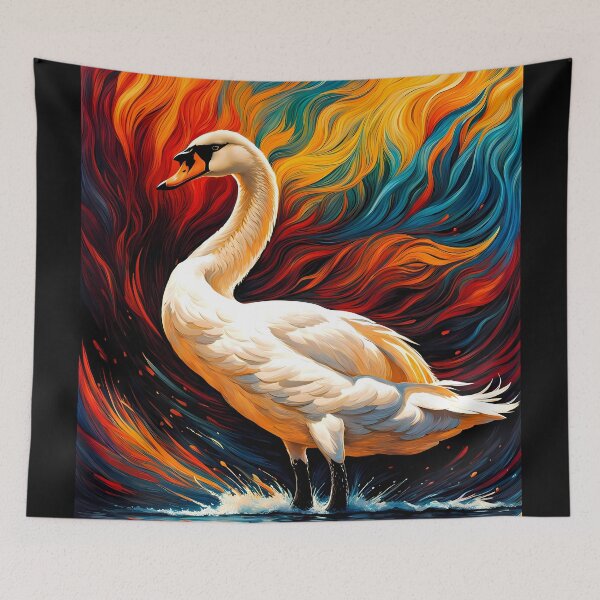 Item preview, Mute Swan and Colourful Background, Ai Generated Art  designed and sold by ACC .